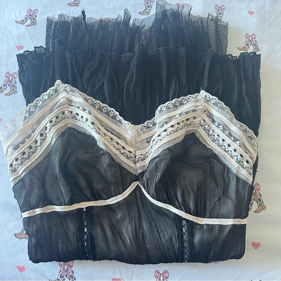 Heart Soul Sheer Black and Cream Lace Chemise - Picture 9 of 10